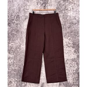 ME+EM Pants 6 Womens Relaxed Straight Wide Linen Blend Twill Trouser
